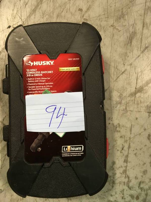 lot 94 image: Husky 38 in. Drive 12-Volt Lithium Ion Cordless Ratchet  in good working condition