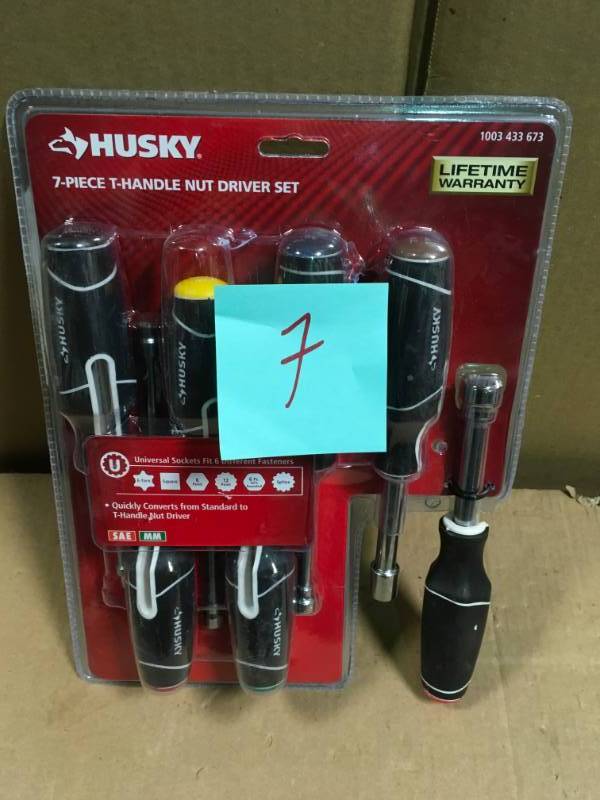 lot 7 image: Husky T-Handle Nut Driver Set (7-Piece)  in good condition