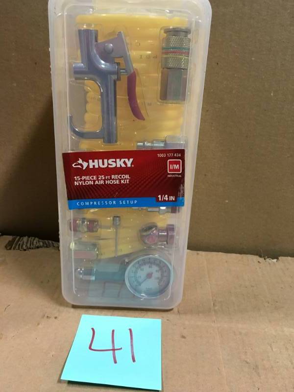 lot 41 image: Husky 25 ft. Nylon Recoil Kit (15-Piece)  in good condition