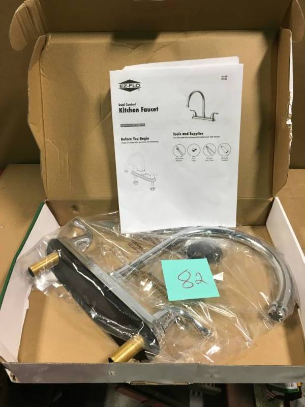 lot 82 image: EZ-FLO Impression Collection 2-Handle Standard Kitchen Faucet in Chrome  in good condition