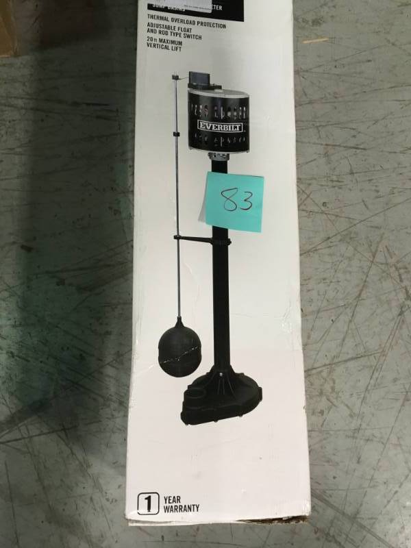 lot 83 image: Everbilt 13 HP Pedestal Sump Pump