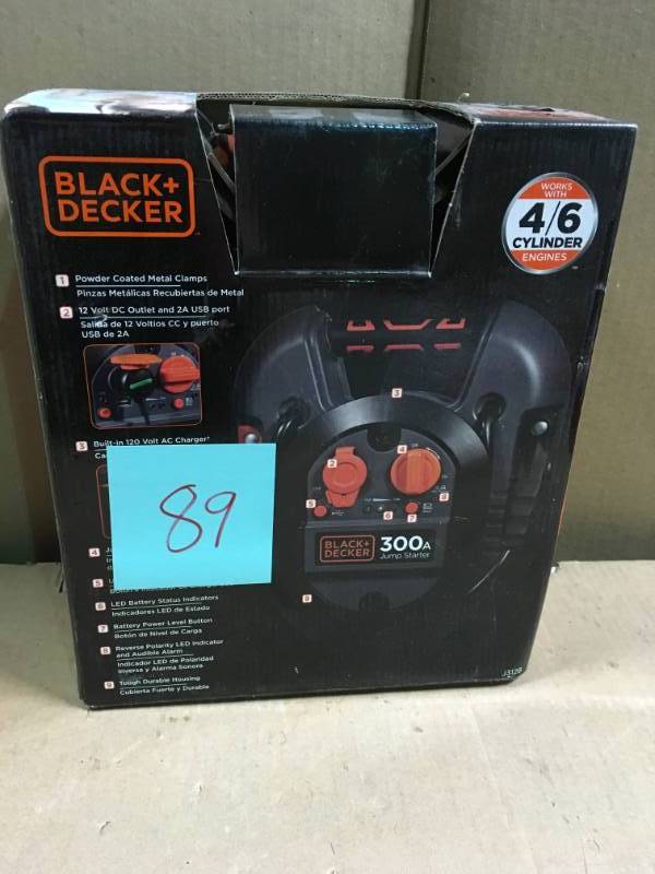 lot 89 image: BLACKDECKER 300 Amp Portable Jump Starter