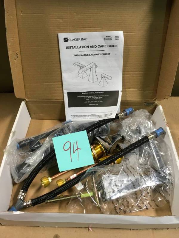 lot 94 image: Glacier Bay Adelyn 8 in. Widespread 2-Handle High-Arc Bathroom Faucet in Chrome in good condition