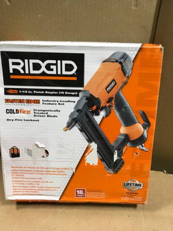 lot 95 image: RIDGID 18-Gauge 1-12 in. Finish Stapler in good condition
