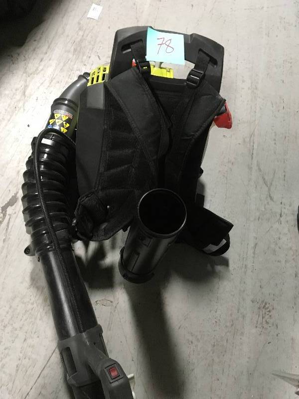 lot 78 image: RYOBI 175 MPH 760 CFM 38cc Gas Backpack Leaf Blower  in good condition