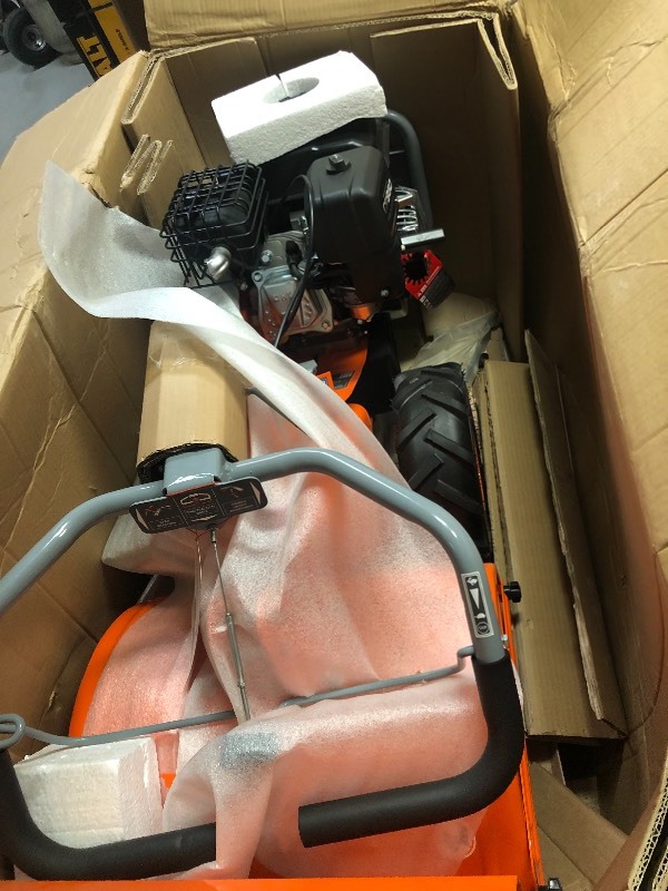 lot 111 image: YARDMAX 18 in. 208cc Dual Rotating Rear Tine Tiller Briggs and Stratton in good conditions