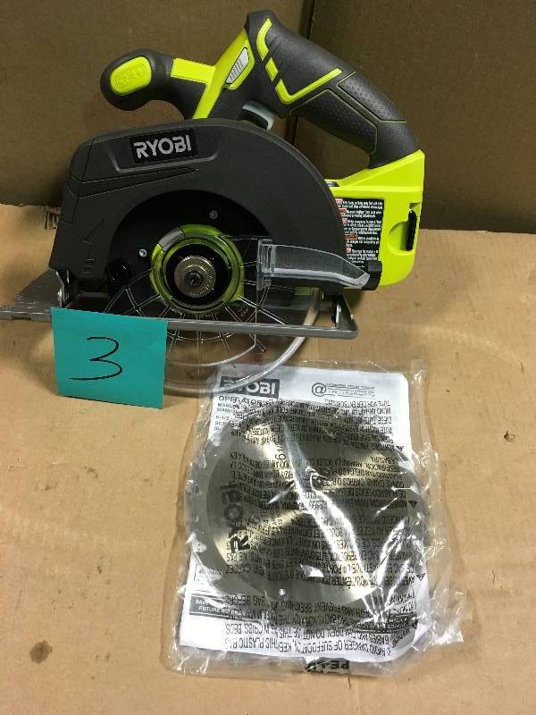 lot 3 image: RYOBI 18-Volt ONE Cordless 6-12 in. Circular Saw (Tool Only) in good condition