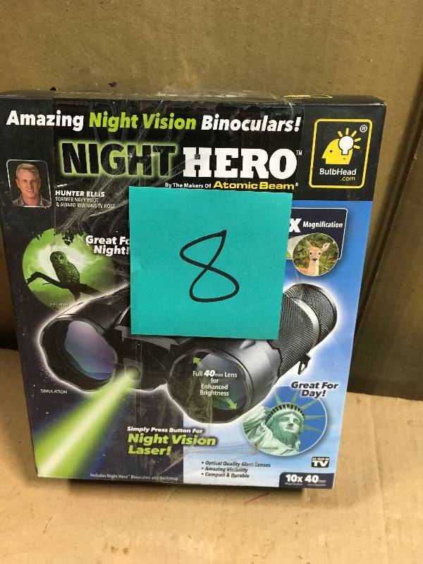 lot 8 image: As Seen on TV Atomic Night Hero Binoculars, Black  in good condition