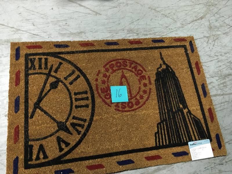 lot 16 image: TRAFFICMASTER 24 IN X 36 IN POST CARD FLOCKED COIR DOOR MAT  in good condition