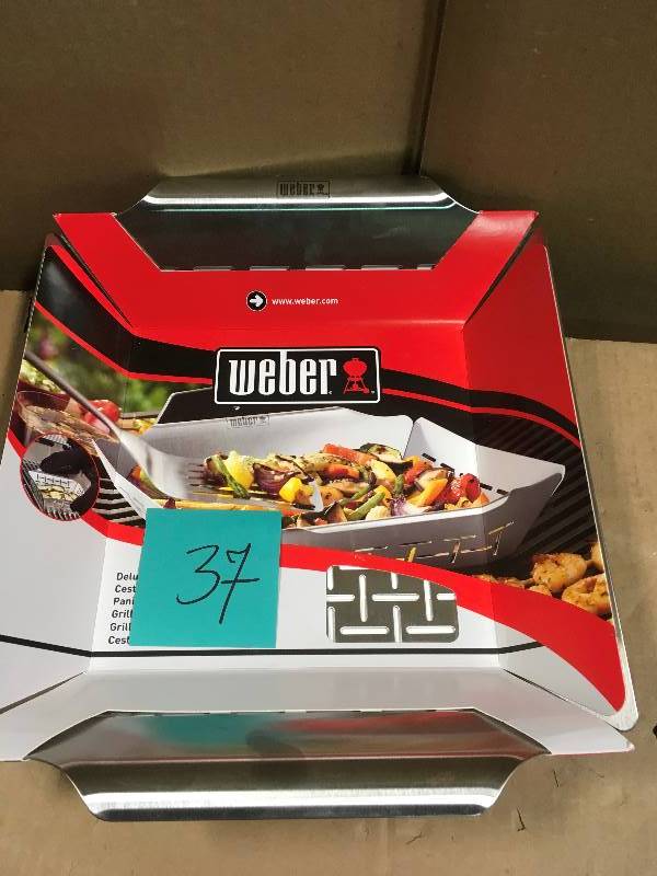 lot 37 image: Weber Stainless Steel Grill Basket  not used