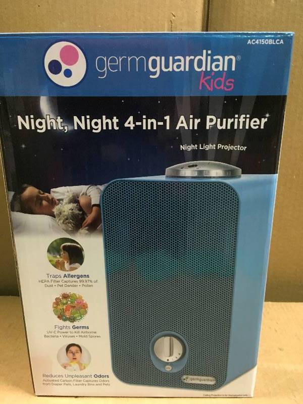 lot 39 image: GermGuardian 4-in-1 Night-Night HEPA Air Purifier System with Projector and 11 in. Table Top Tower not used