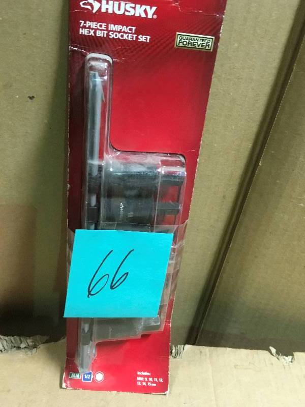 lot 66 image: Husky 12 in. Drive Hex Bit Impact Socket Set MM (7-Piece)  in good condition
