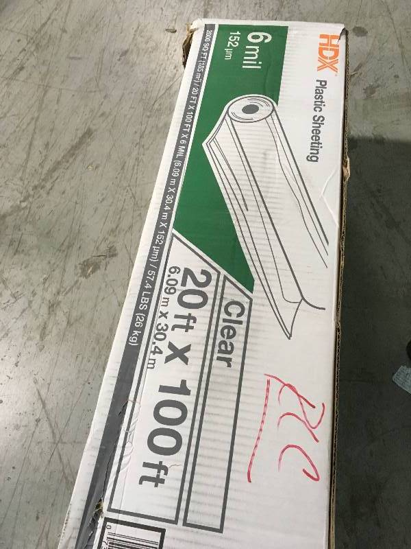 lot 85 image: HDX 10 ft. x 100 ft. Clear 6 mil. Plastic Sheeting not used