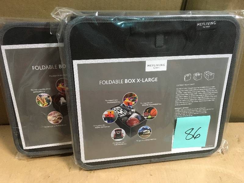 lot 86 image: 2X MEYLIVING Small Foldable Super Strong Tote-Box 12.6L x 10.4 W x 10.8D  in good condition