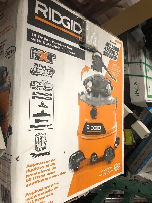 lot 108 image: Ridgid 16 Gal. 6.5 HP NXT Wet Dry Vac with Detachable Blower HD1600 in very good condition