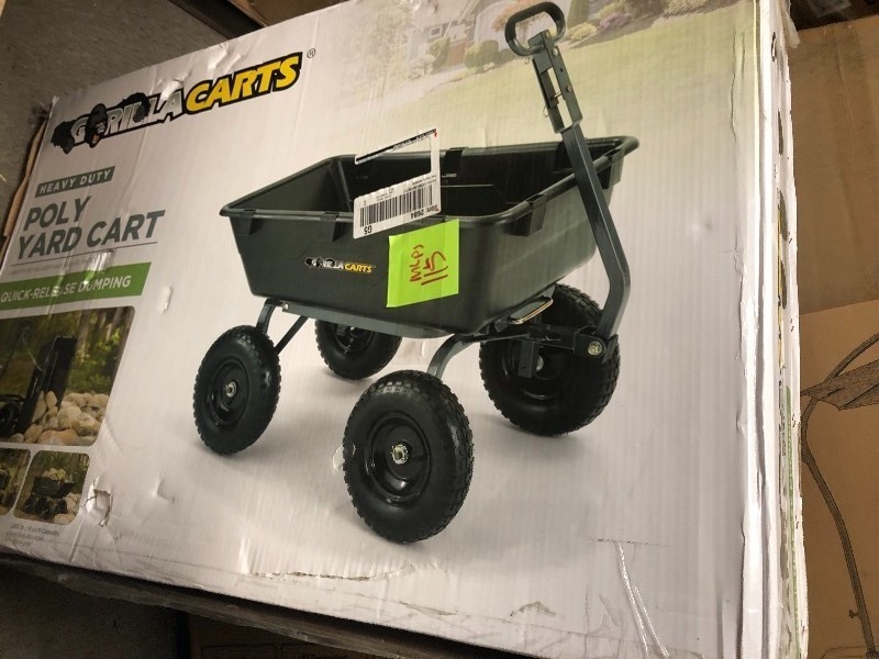lot 115 image: Gorilla  Carts 1,200 lb. Heavy Duty Poly Dump Cart not used