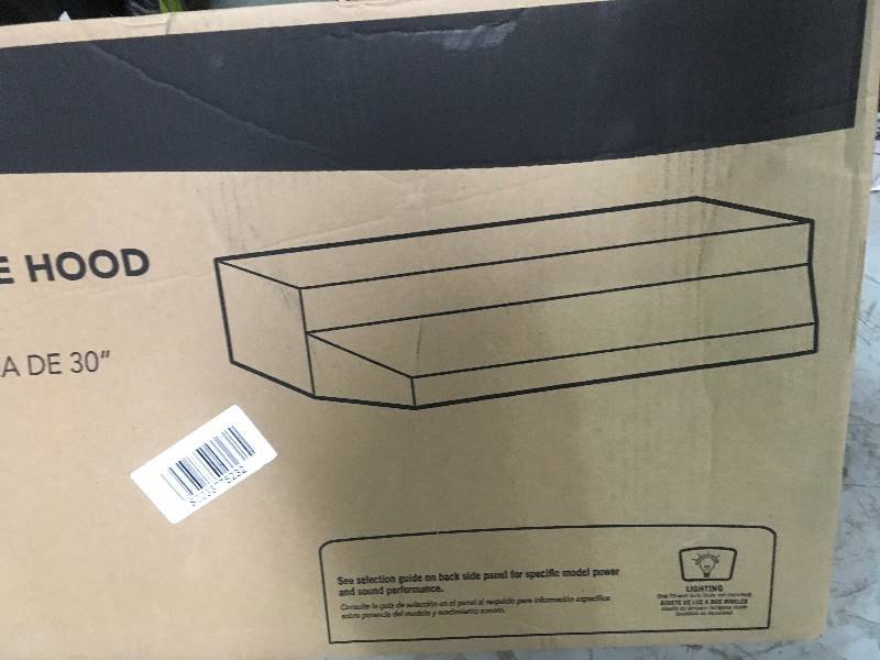 lot 12 image: Broan 42000 Series 30 in. Under Cabinet Range Hood with Light in White in good condition