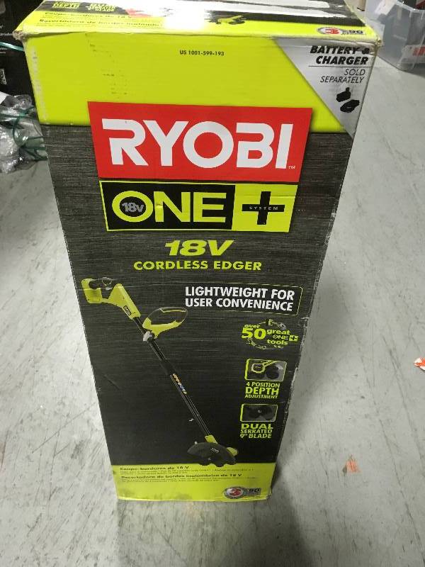 lot 19 image: RYOBI ONE 9 in. 18-Volt Lithium-Ion Cordless Edger - Battery and Charger Not Included in good condition