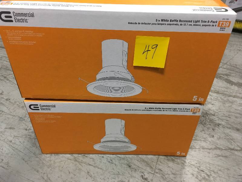 lot 49 image: Commercial Electric 5 in. White Recessed Baffle Trim (6-Pack) QTY 2
