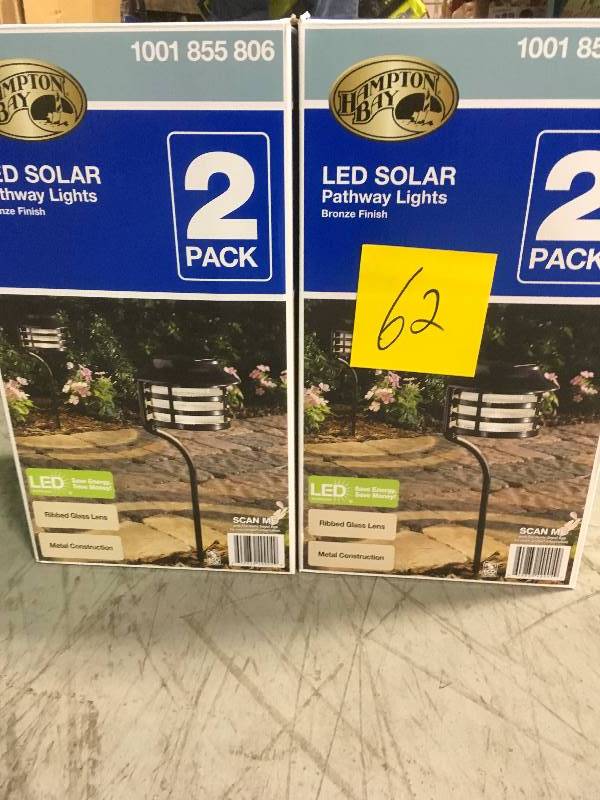 lot 62 image: Hampton Bay Solar Bronze Outdoor Integrated LED New Age Pagoda Landscape Path Light (2-Pack) QTY 2 not used