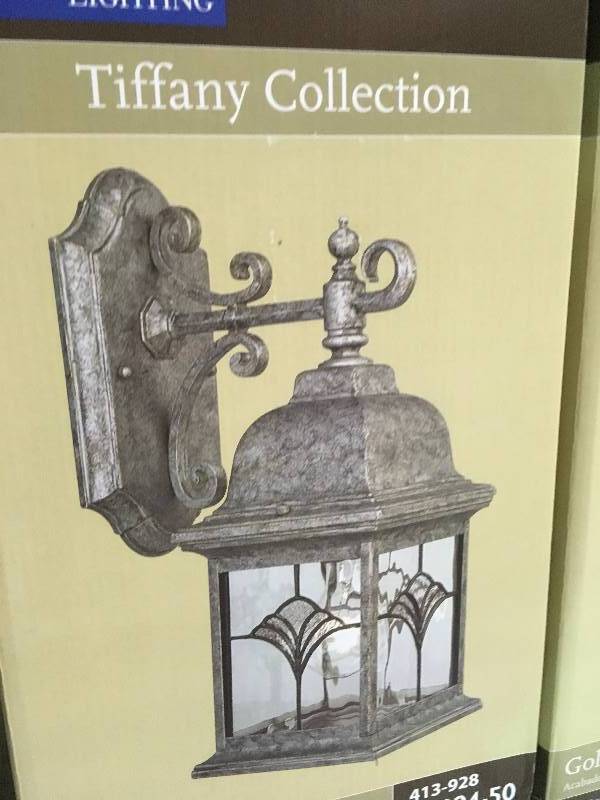 lot 63 image: Progress Lighting P5994-50 1-Light Wall Bracket with Water Patterned Glass and Faux Tiffany Art Glass Accents, Golden Baroque QTY 2 not used