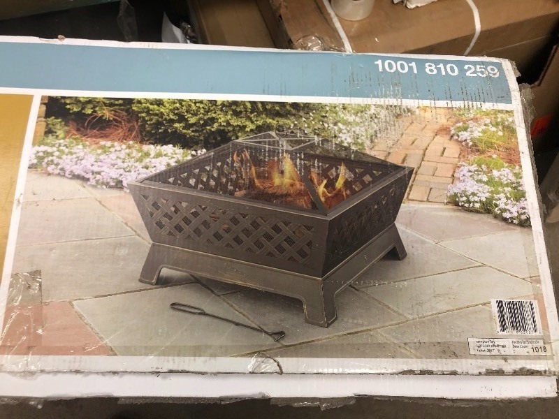 lot 111 image: Hampton Bay  Tipton 34 in. Steel Deep Bowl Fire Pit in Oil Rubbed Bronze with Cover not used