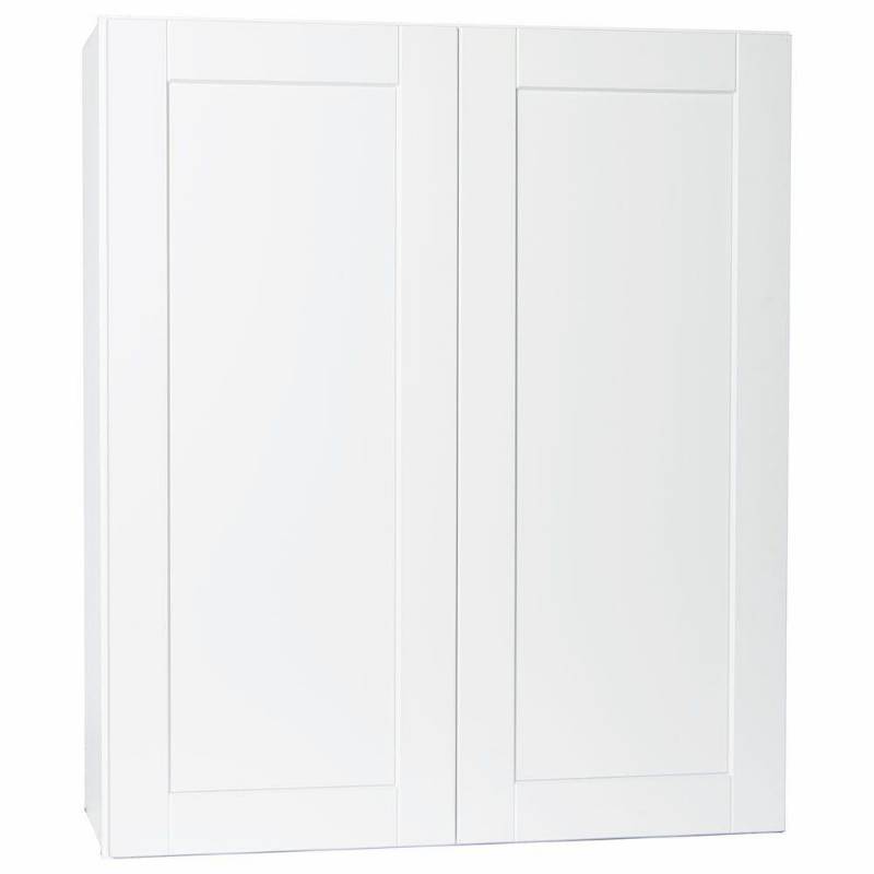 lot 23 image: (2) Hampton Bay Shaker Assembled 36x42x12 in. Wall Kitchen Cabinet in Satin White