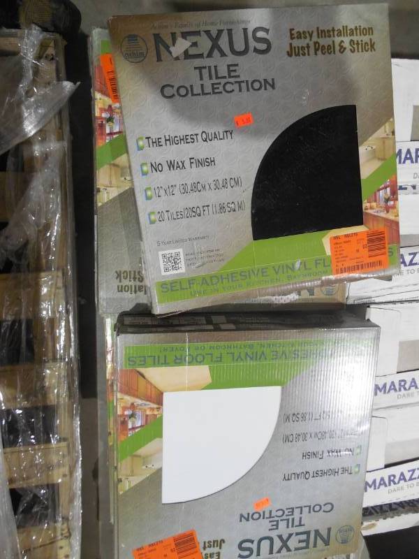 lot 17 image: Achim Nexus White & Black  12x12 Self Adhesive Vinyl Floor Tile - 620 s.f
