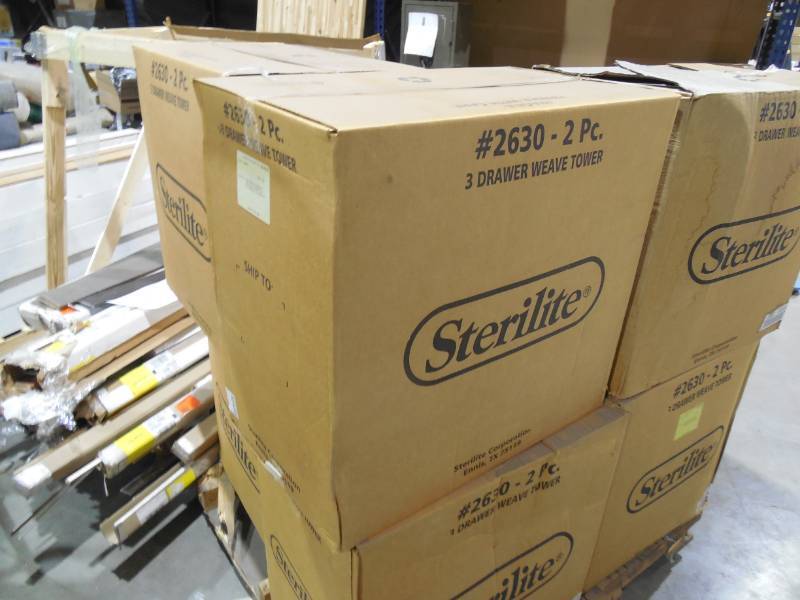 lot 67 image: (2) Sterilite 3 Drawer Weave Tower, Espresso