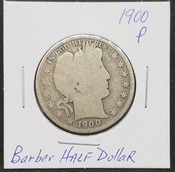 lot 8 image: 1900 - P Barber Half Dollar