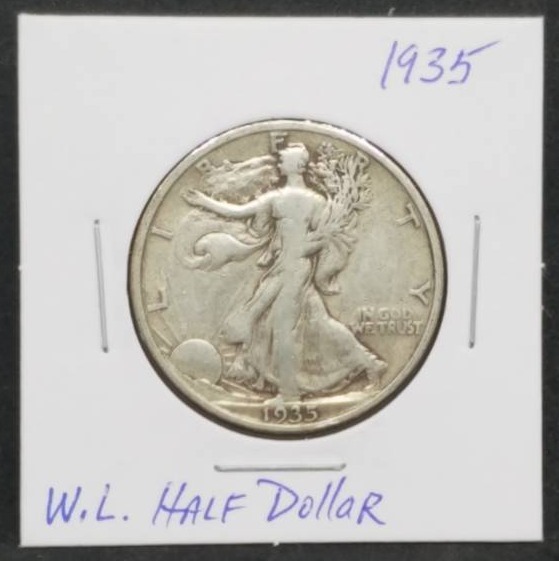 lot 10 image: 1935 W.L. Walking Liberty Half Dollar