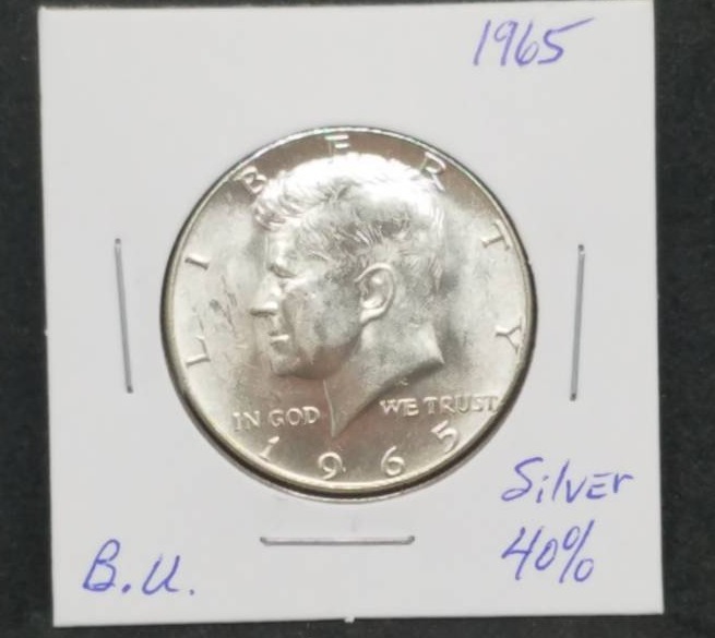lot 12 image: 1965 B.U. 40% Silver Half Dollar