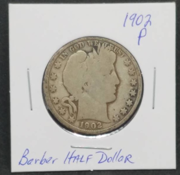 lot 14 image: 1902 P Barber Half Dollar