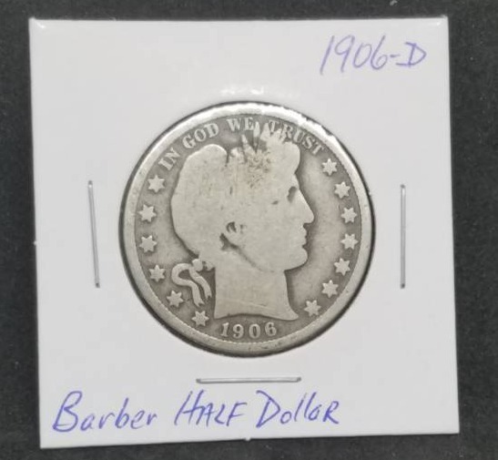 lot 15 image: 1906 - D Barber Half Dollar