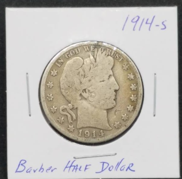 lot 19 image: 1914 - S Barber Half Dollar