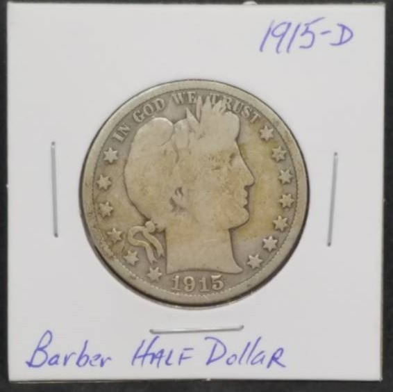 lot 20 image: 1915 - D Barber Half Dollar