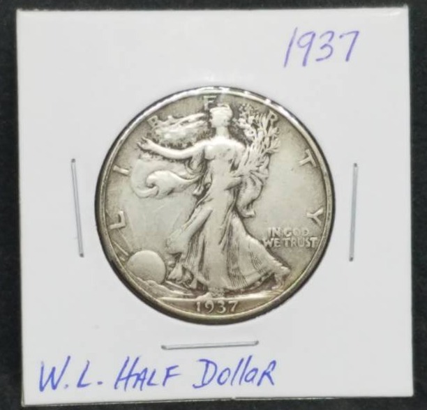 lot 21 image: 1937 W.L. Walking Liberty Half Dollar