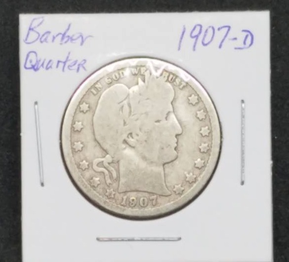 lot 35 image: 1907 - D Barber Quarter