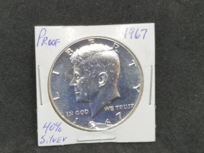 lot 46 image: 1967 Proof 25 Cent Kennedy Half Dollar 40% Silver