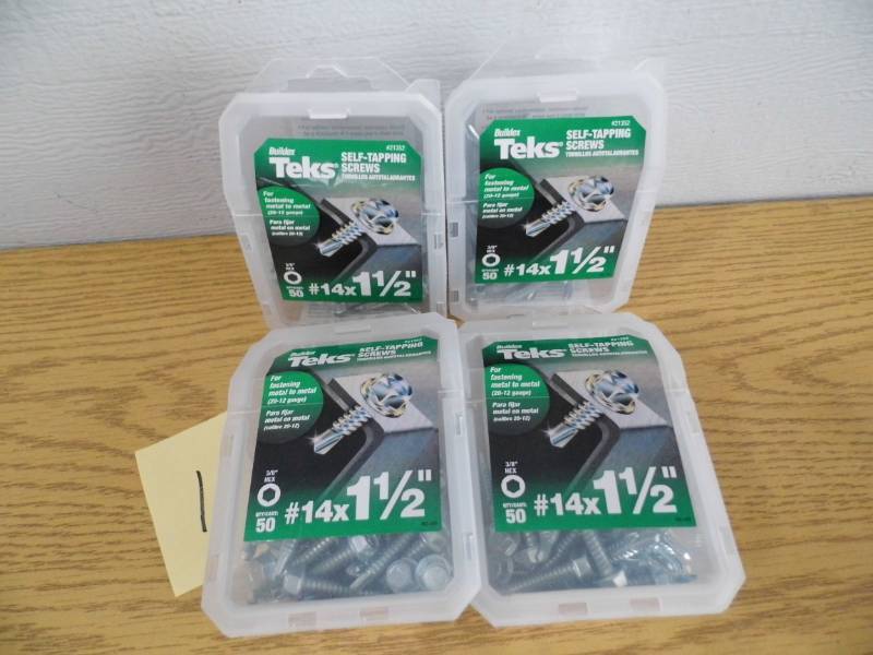 lot 1 image: Lot of 4 Buildex Teks Self Tapping Screws