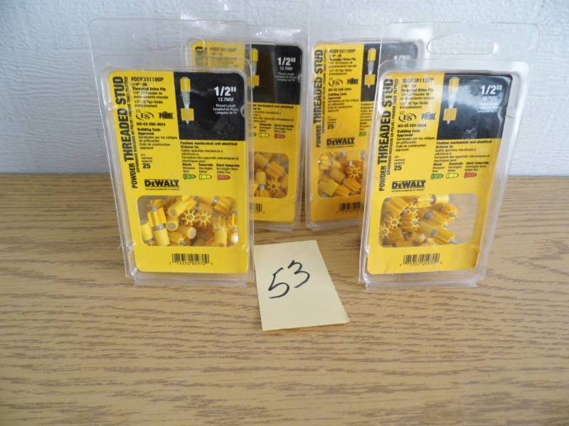 lot 53 image: Lot of 4 DeWalt Powder Threaded Studs