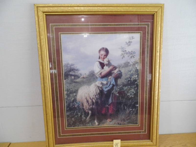 lot 98 image: Girl w Sheep Picture