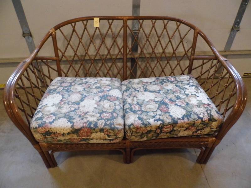 lot 185 image: Rattan Loveseat
