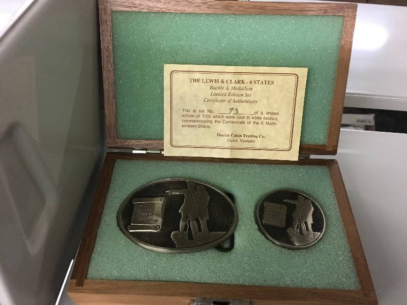 lot 199 image: The Lewis & Clark- 6 States Buckle & Medallion Limited Edition Set