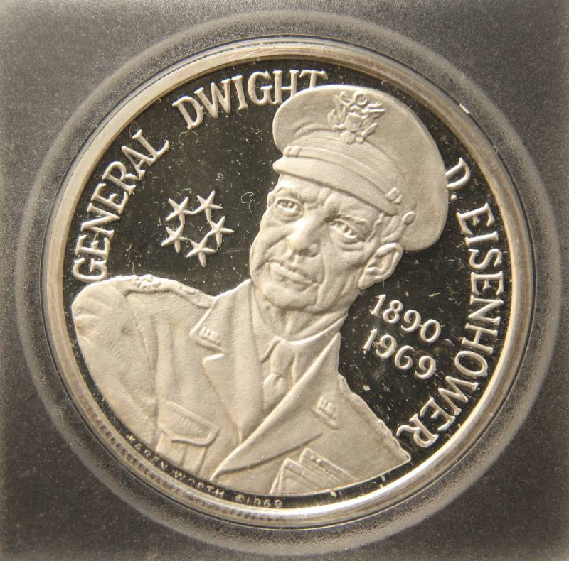 1969 MEDALLIC ART CO NY EISENHOWER COMMEMORATIVE 90% SILVER MEDAL (27 GRAMS)