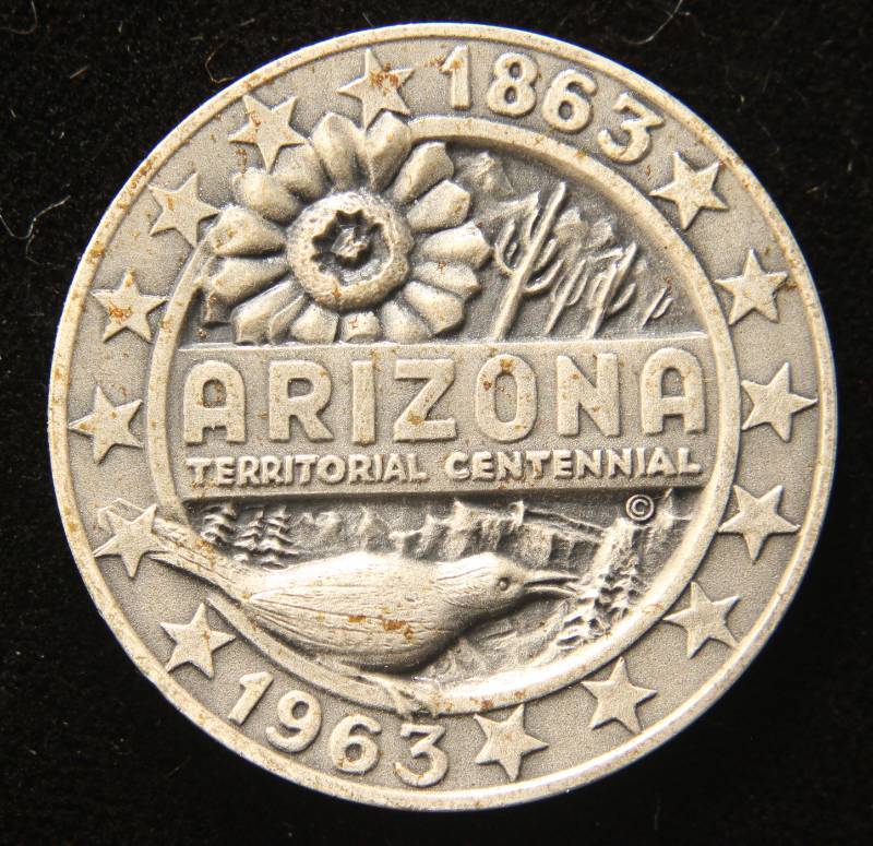 RARE 1863-1963 ARIZONA CENTENNIAL MEDALIC ART CO NY .999 FINE SILVER ROUND