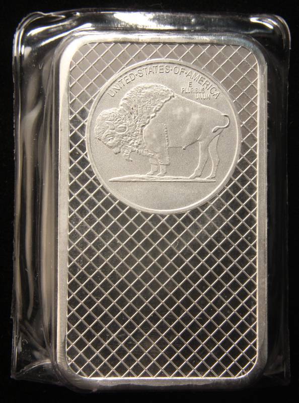 5 TROY OZ. .999 FINE SILVER BAR INDIAN BUFFALO DESIGN SEALED