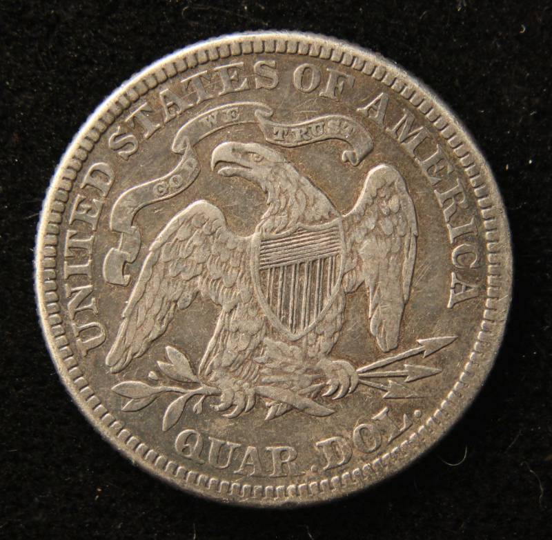 1876 US SEATED LIBERTY SILVER QUARTER XF