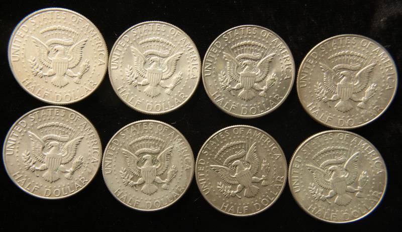 GROUP OF 8 KENNEDY 40% SILVER HALF DOLLARS