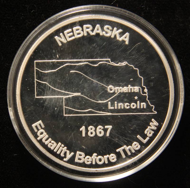 1 TROY OZ. .999 FINE SILVER NEBRASKA ROUND IN AIRTITE